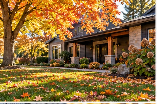 Minnesota yard with colorful fall leaves